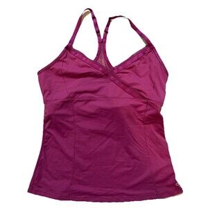 Alo Yoga Pink Cross Front Adjustable Strap Built In Bra Sz Large Gym Outdoor